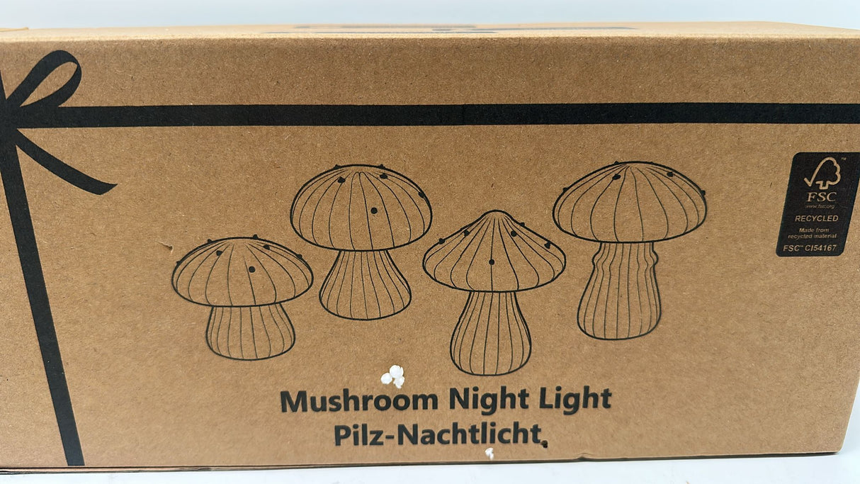 🍄 4er Set Glas Pilz LED Deko Lichter – Stimmungslicht für Wohnzimmer & Schlafzimmer - neu