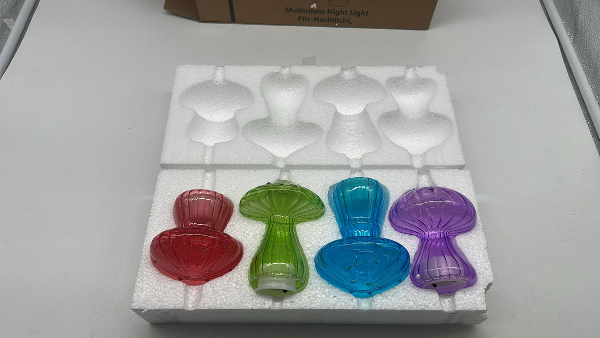 🍄 4er Set Glas Pilz LED Deko Lichter – Stimmungslicht für Wohnzimmer & Schlafzimmer - neu