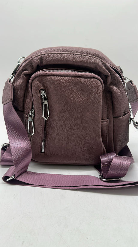 🎒 Damen Mini Rucksack 3-in-1 – PU Leder Tasche Altrosa / Lila - neu