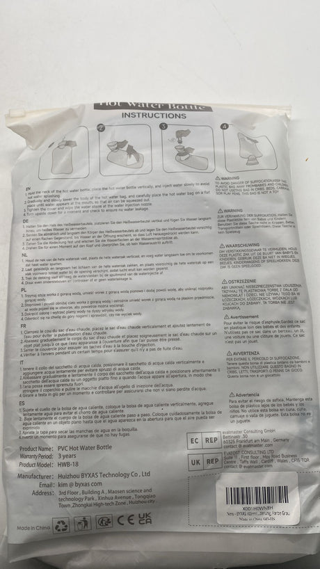 🔥 BYXAS Wärmflasche 2L mit Kängurutasche – Wärmflasche mit weichem Bezug Grau - neu