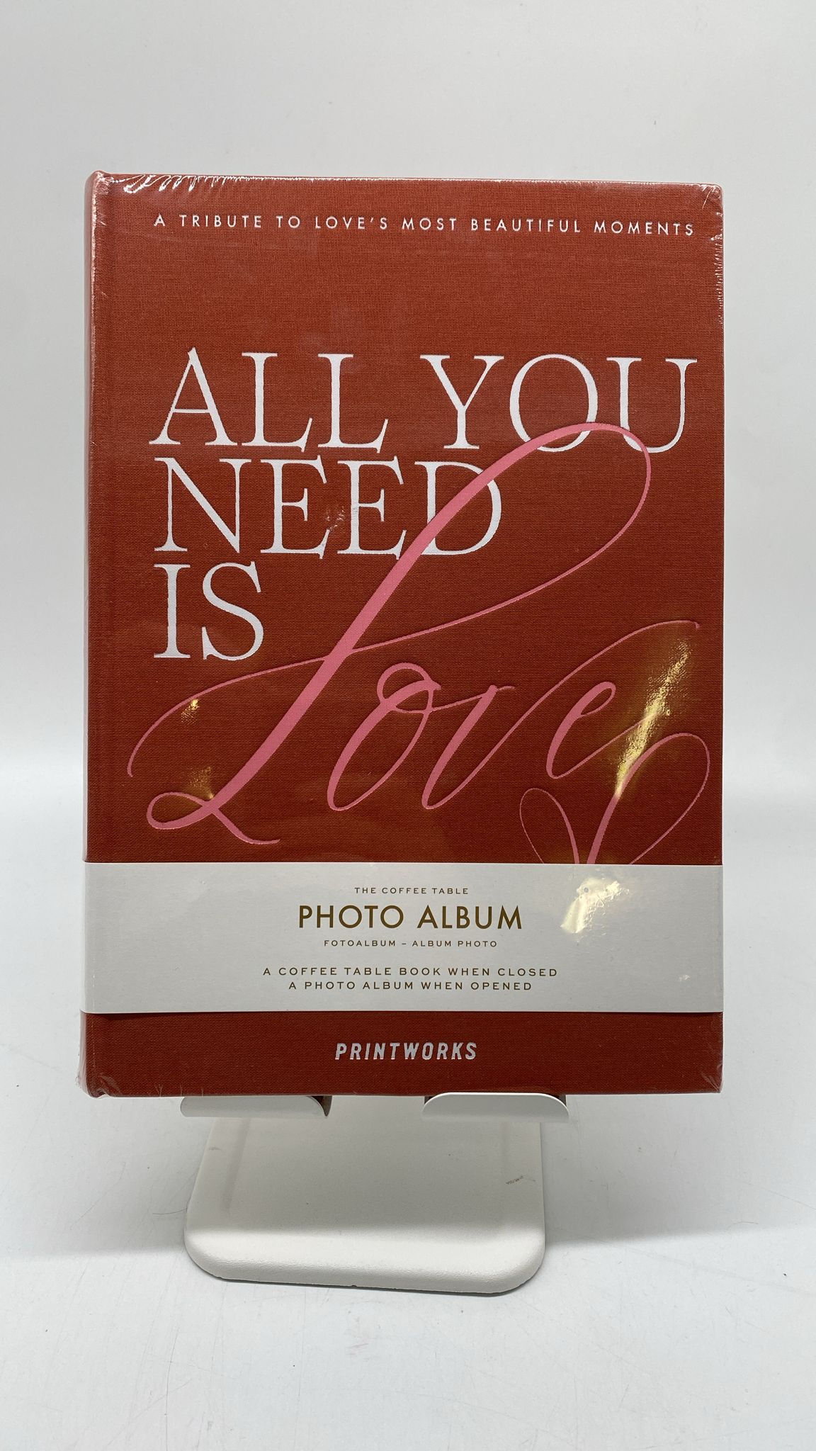 📸 Fotobuch „ALL YOU NEED is love“ – 80 Seiten Stoffbezug Orange - neu