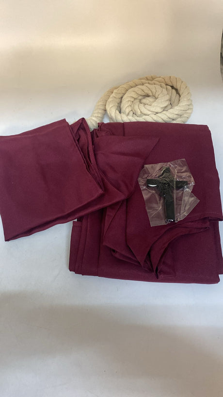 🧙‍♂️ BLESSUME Mönch Kostüm L – Retro Robe Burgund mit Kapuze - neu