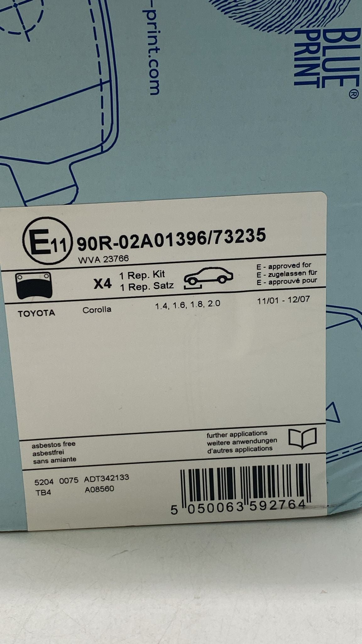 🚗 BLUE PRINT ADT342133 Bremsbeläge vorne – Satz Vorderachse - B-Ware