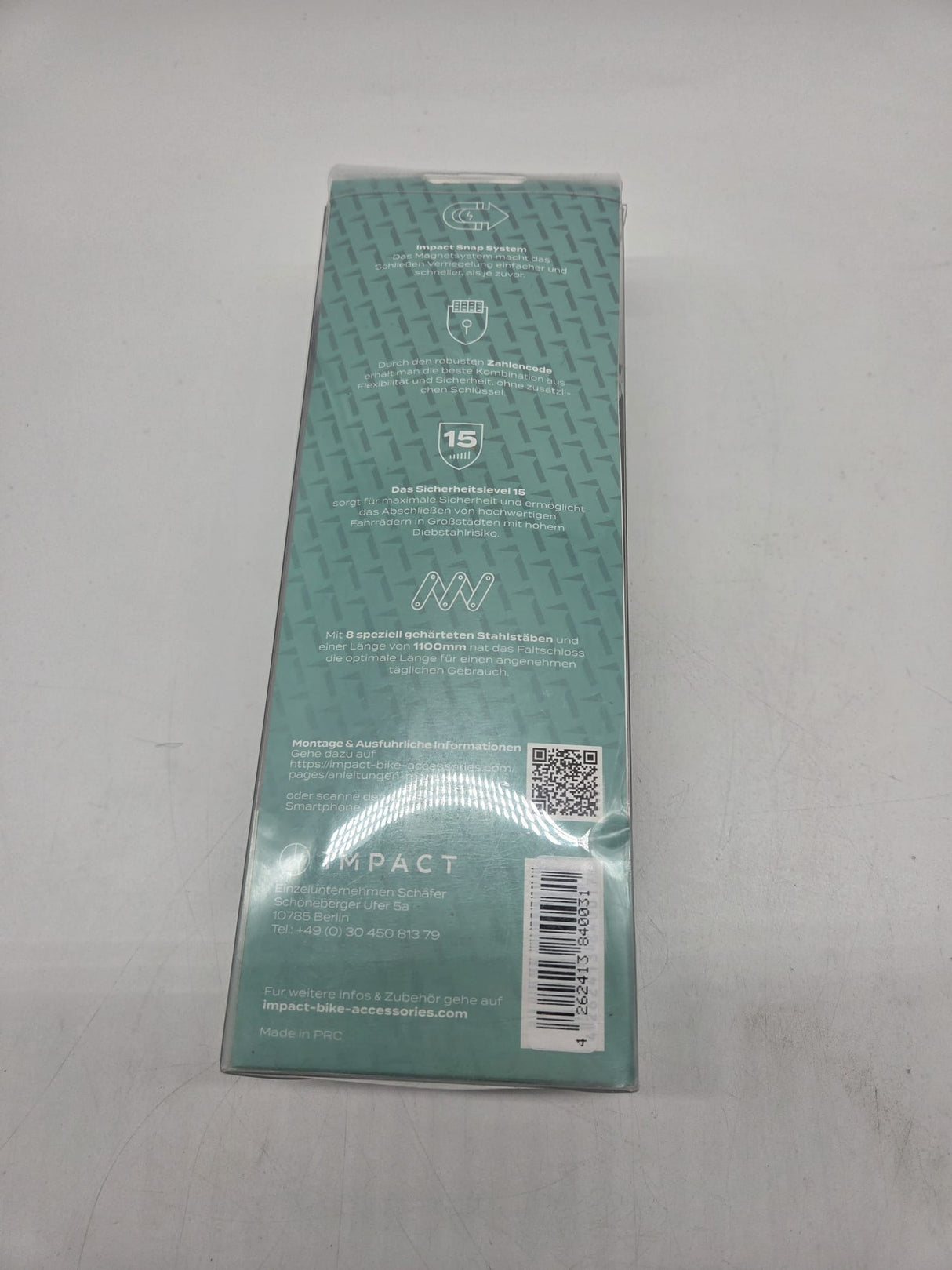 Impact PortaLock 15 – Faltschloss mit Zahlencode, 110 cm, Sicherheitslevel 15 (B-Ware)