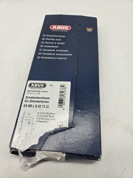 Abus ES BB L S 55/72/20 – Einsteckschloss für Zimmertüren, silber (B-Ware)