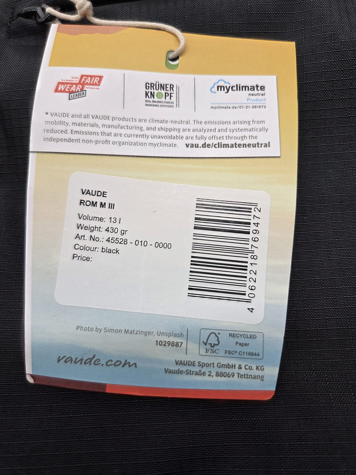 Vaude Rom III Schultertasche – 13 L, Schwarz (B-Ware)