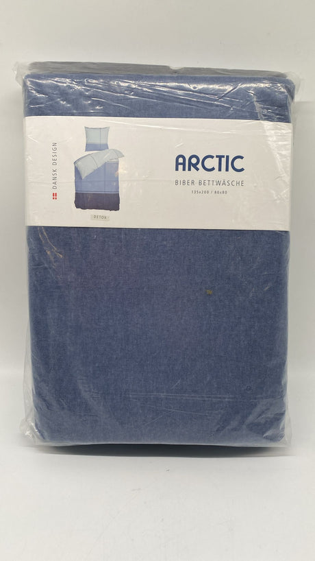 🛏️ Arctic Bettwäsche 135×200 cm – Biber/Flanell, Baumwolle, Blau gestreift - B-Ware