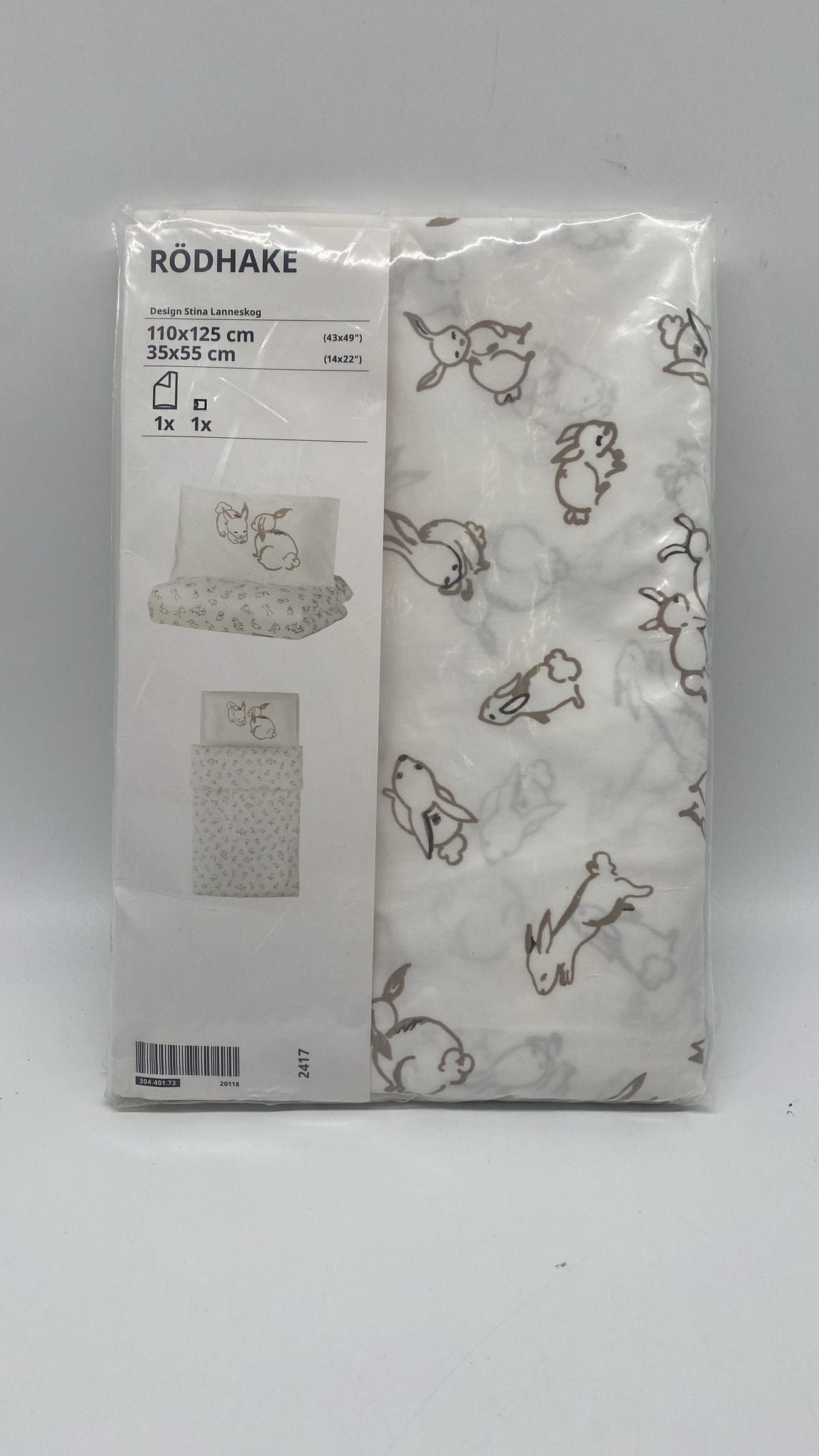 👶 RÖDHAKE Babybettwäsche 110×125 cm – Kaninchen-Design, Baumwolle, 2-teilig - neu