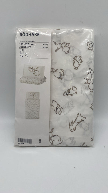 👶 RÖDHAKE Babybettwäsche 110×125 cm – Kaninchen-Design, Baumwolle, 2-teilig - neu