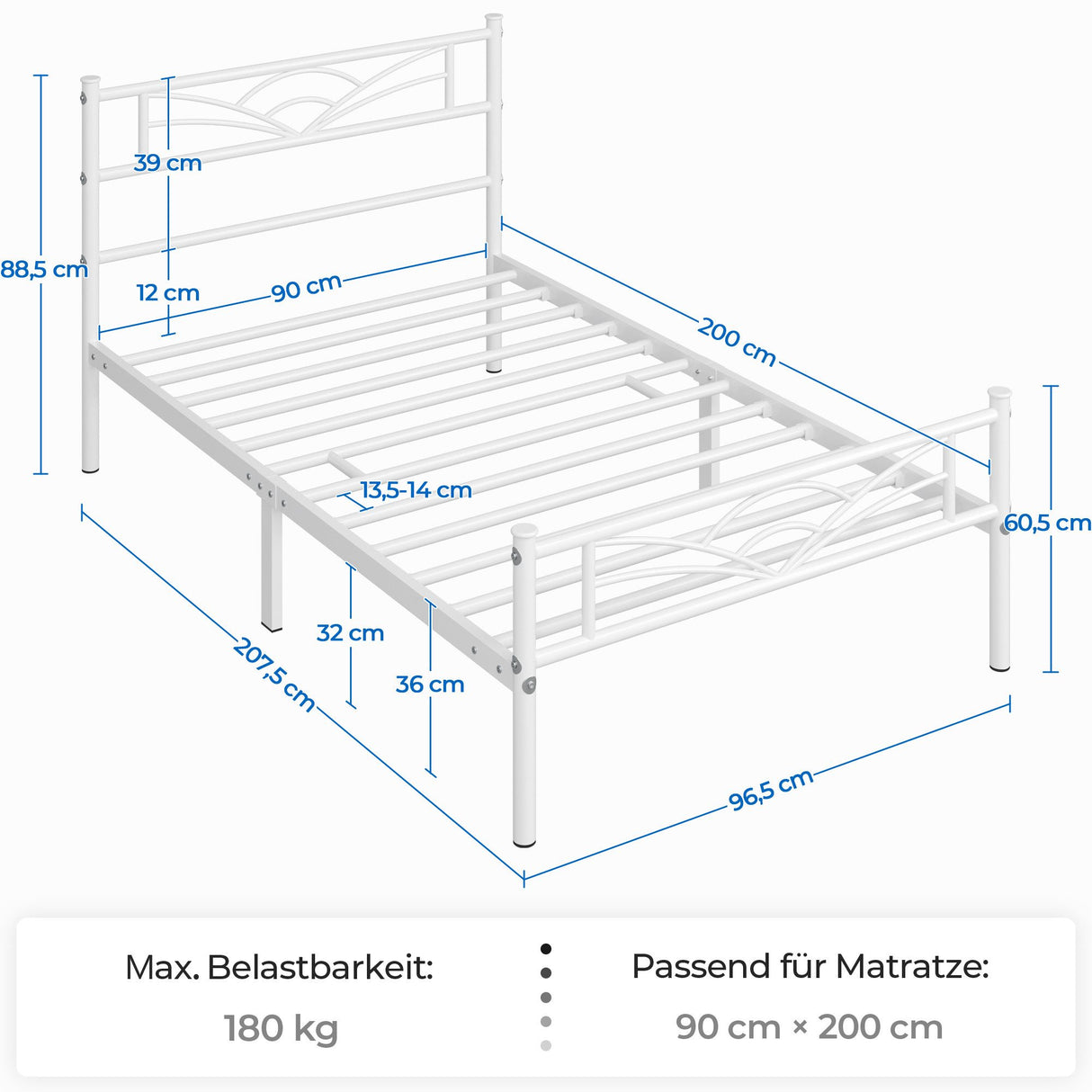 🌟 YAHEETECH Bettgestell Metallbett – mit Kopfteil, verfügbar alsr Einzelbett 🌟