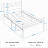 🌟 YAHEETECH Bettgestell Metallbett – mit Kopfteil, verfügbar alsr Einzelbett 🌟