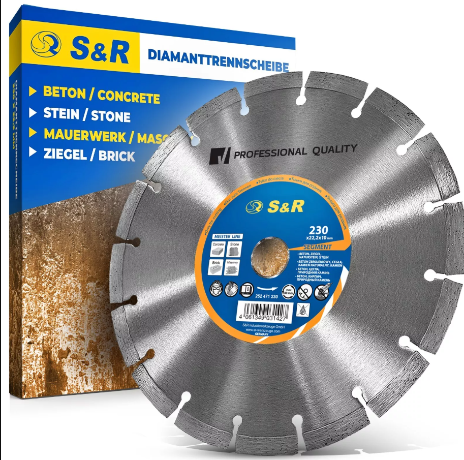 🌟 S&R Diamanttrennscheibe 230x22,2 mm – Universell & Lasergeschweißt 🌟