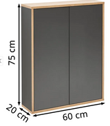 🌟 Fackelmann Bad-Hängeschrank Finn – 84621, 60 x 75 x 20 cm, Matt Anthrazit / Eiche 🌟