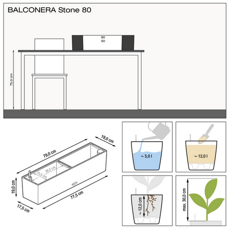 🌿 BALCONERA Stone 80 graphitschwarz