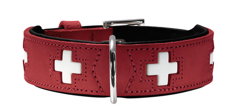 🐶 HUNTER Halsband Swiss 47 – Rot/Schwarz, Leder, 38–43,5 cm - B-Ware