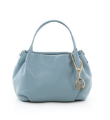 🌟 Lia Biassoni – Lederhandtasche mit Henkel, Pastellblau 🌟