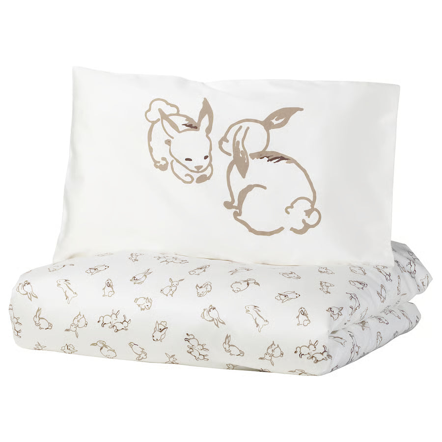 👶 RÖDHAKE Babybettwäsche 110×125 cm – Kaninchen-Design, Baumwolle, 2-teilig - neu