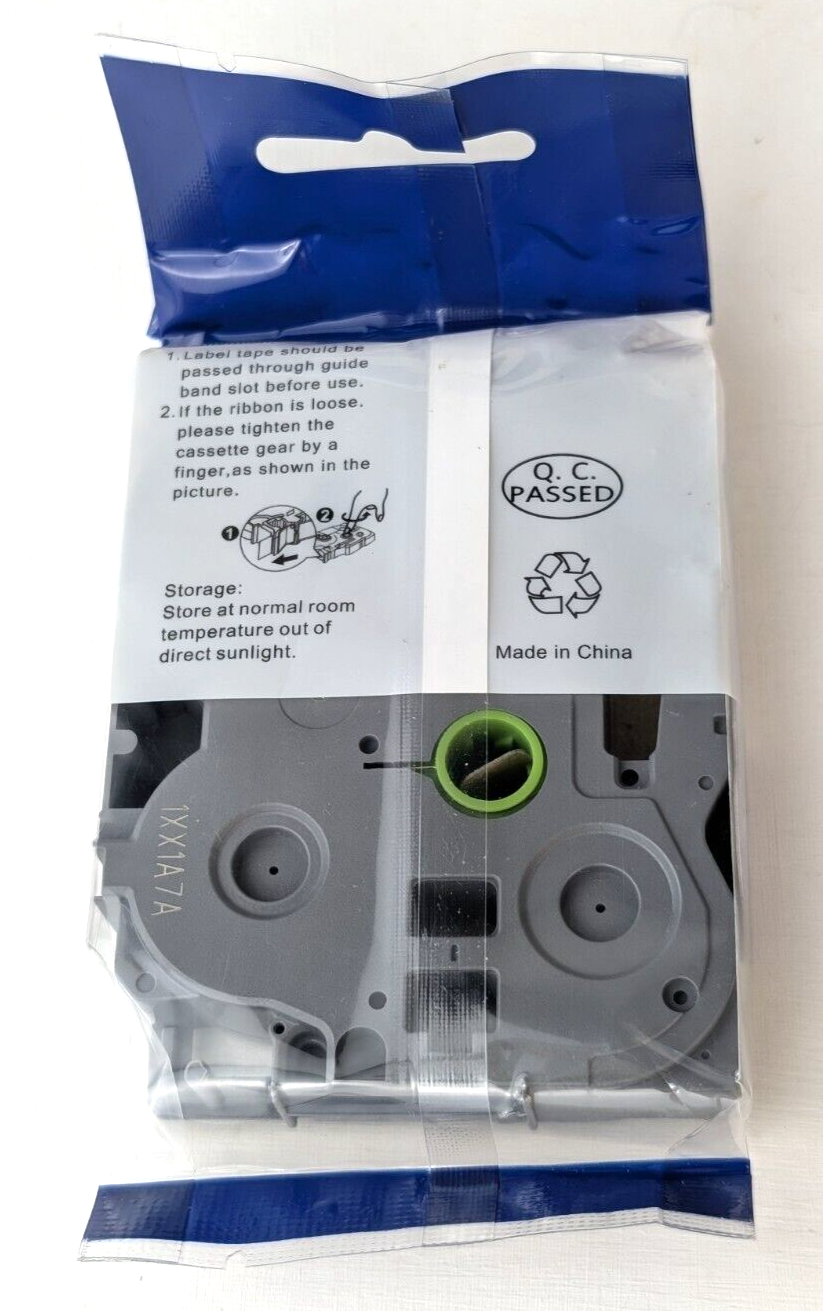 Schriftbandkassette laminiert TZC-231 – 12 mm, Schwarz auf Weiß