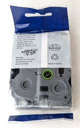 Schriftbandkassette laminiert TZC-231 – 12 mm, Schwarz auf Weiß
