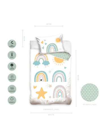 🌟 termana Traum&Trend Baby Bettwäsche-Set "Regenbogen" in Weiß 🌟