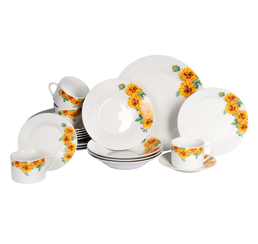 🍽️ genialo Porzellan-Tafelservice „Sonnenblume“ 20-tlg