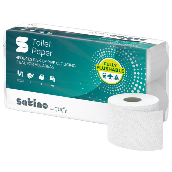 Wepa Satino Liquify Toilettenpapier 061600 – 2-lagig, 250 Blatt, 8 Rollen