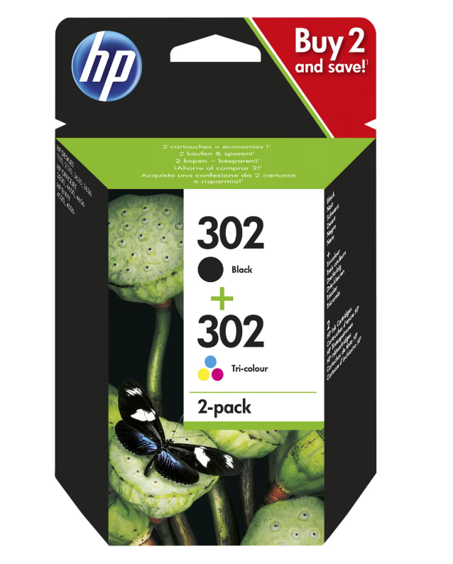 🌟 HP 302 2er-Pack Schwarz/Cyan/Magenta/Gelb Original Druckerpatronen 🌟