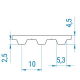 Zahnriemen 370-T10-40 – PU-Zahnriemen geschlossen, 370 mm Länge, Profil T10